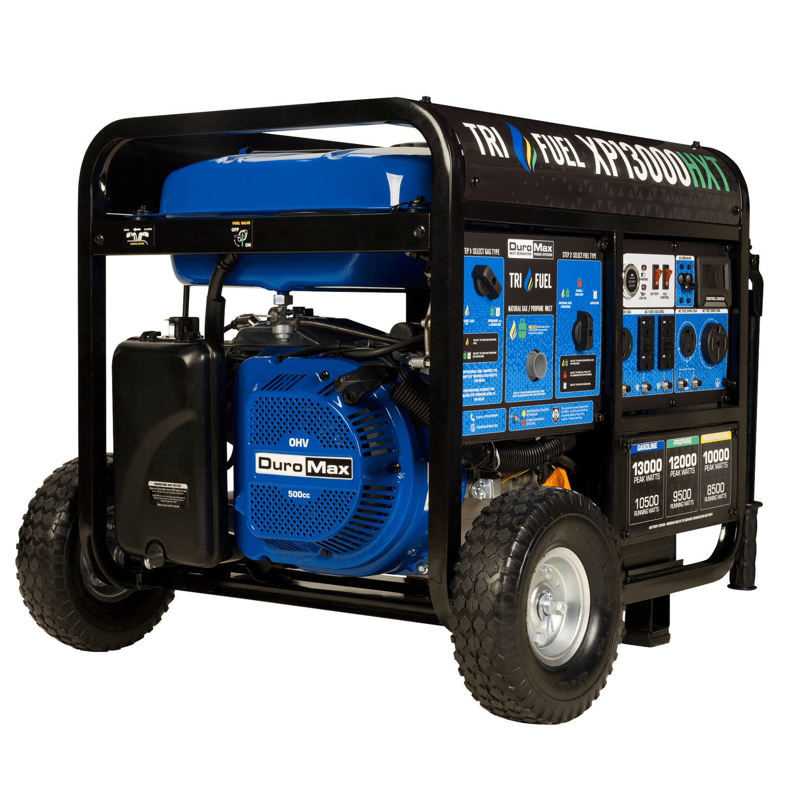 DuroMax XP13000HXT 13,000 Watt Electric Start Tri-Fuel Portable Generator w/ CO Alert - Image 1