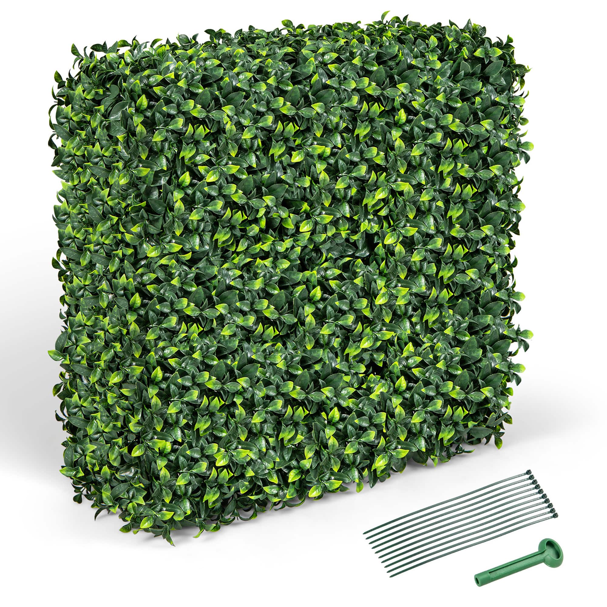 Gymax Artificial Plant Wall with Realistic PE Leaves - Image 1