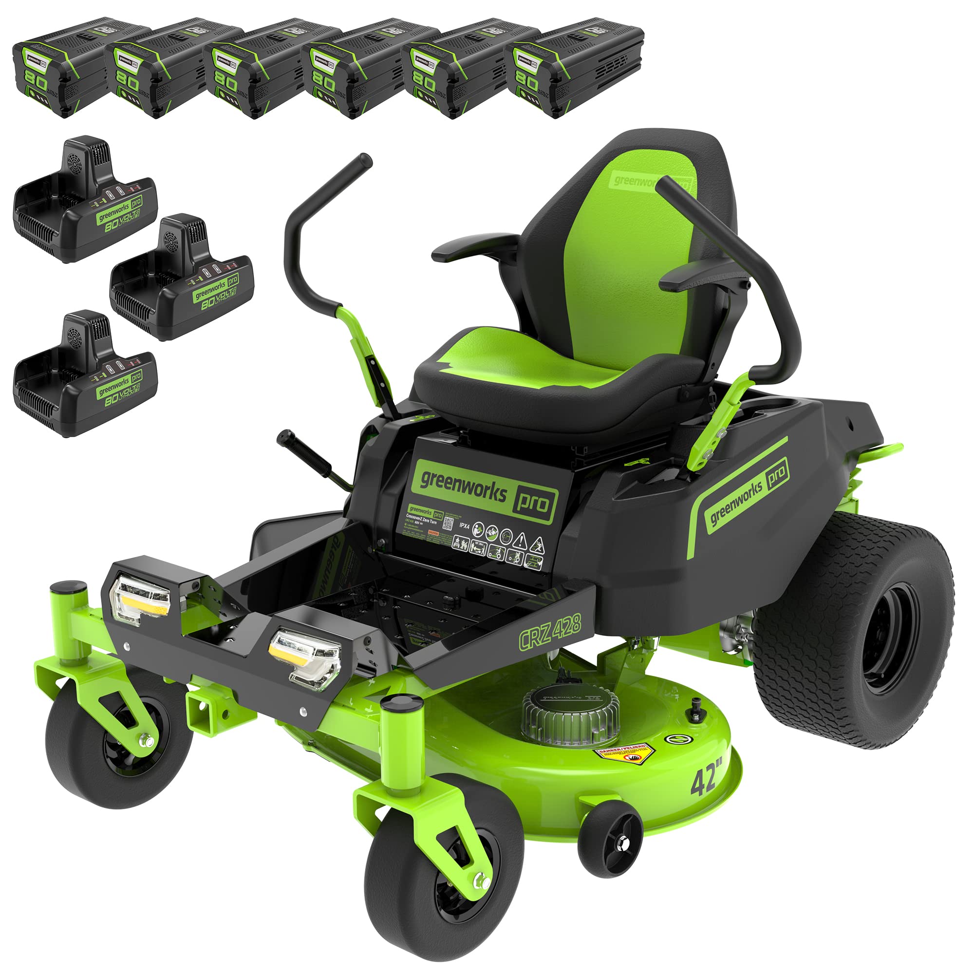 80V 42" Cordless Battery CrossoverT Riding Lawn Mower, Twelve (12) 4.0 Ah Batteries and (3) Dual-Port Turbo Chargers, CRT4281 - Image 1